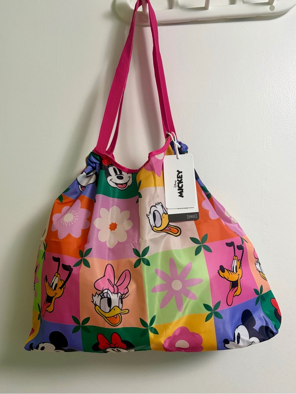 Mickey & Freind Pink Strap Multi-Color Floral Tote Bag